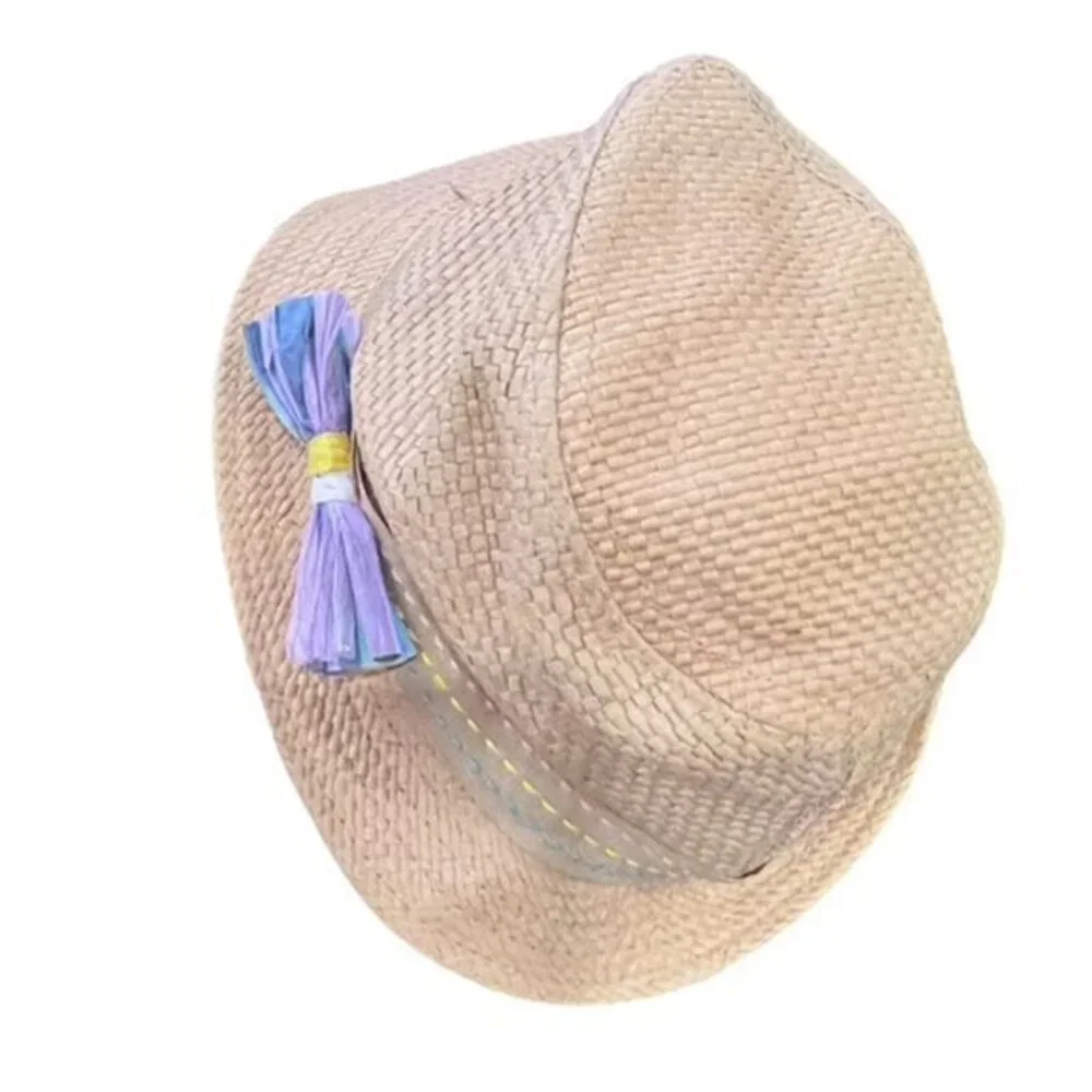 Addie & Tate‎ Girls Fedora Style Hat with Pastel Stitched Trim and Bow Party